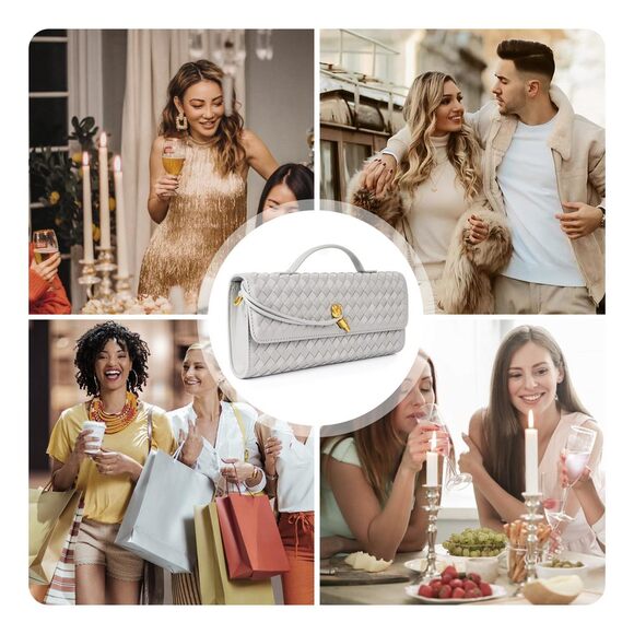 Woven Suede Crossbody Clutch for Evening - Picture 7 of 7